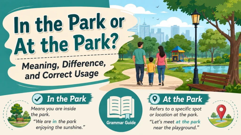 In the Park or At the Park? Meaning, Difference, and Correct Usage