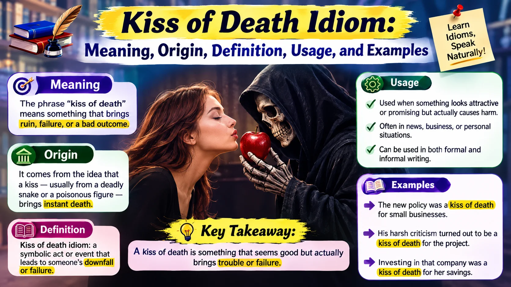 Kiss of Death Idiom: Meaning, Origin, Definition, Usage, and Examples