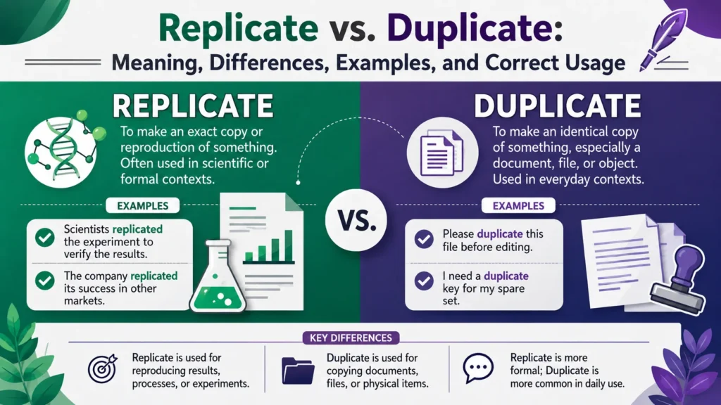 Replicate vs. Duplicate: Meaning, Differences, Examples, and Correct Usage