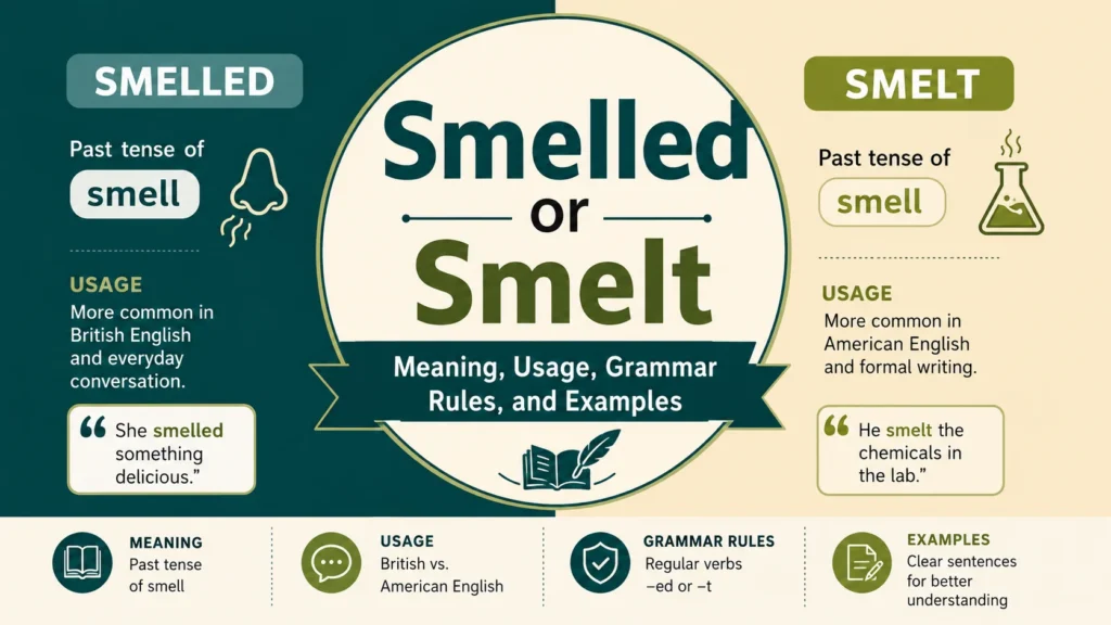 Smelled or Smelt: Meaning, Usage, Grammar Rules, and Examples