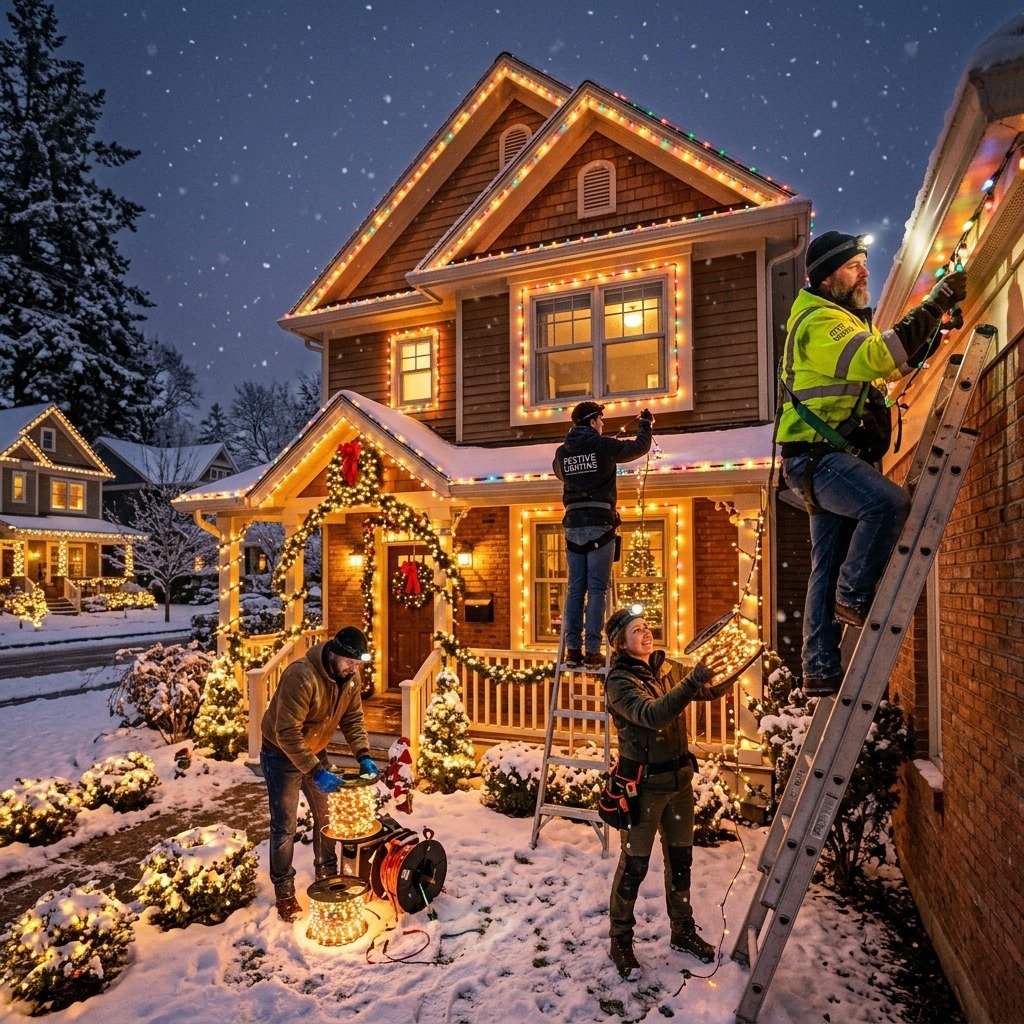 christmas light installation