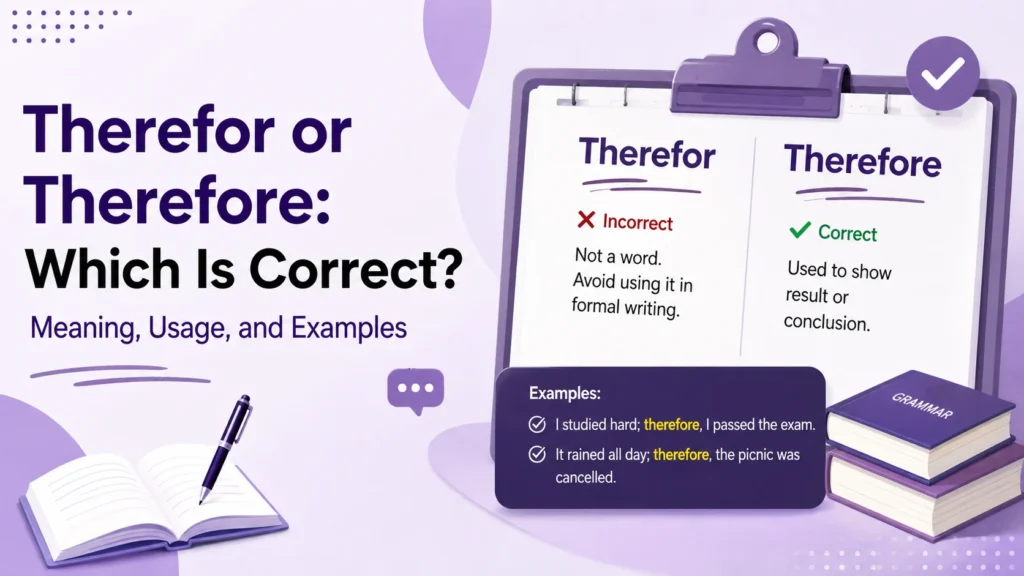 Therefor or Therefore: Which Is Correct? Meaning, Usage, and Examples