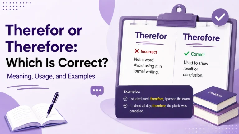 Therefor or Therefore: Which Is Correct? Meaning, Usage, and Examples